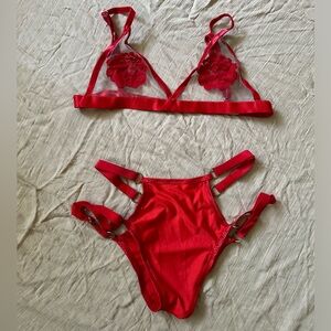 Barely there intimates red bralette set